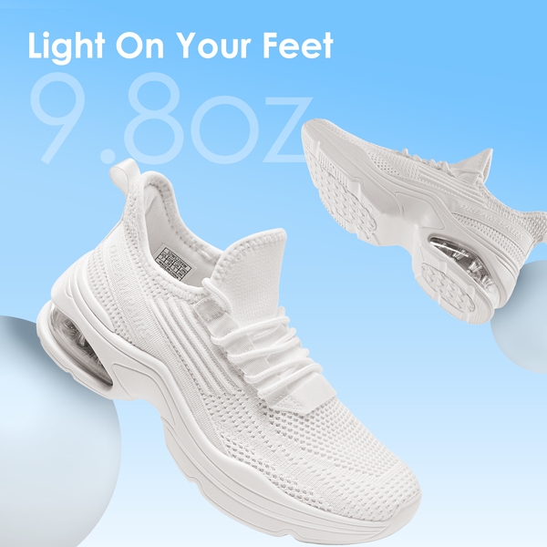 Breathable Knit Air Cushion Sneakers - WHITE - 3